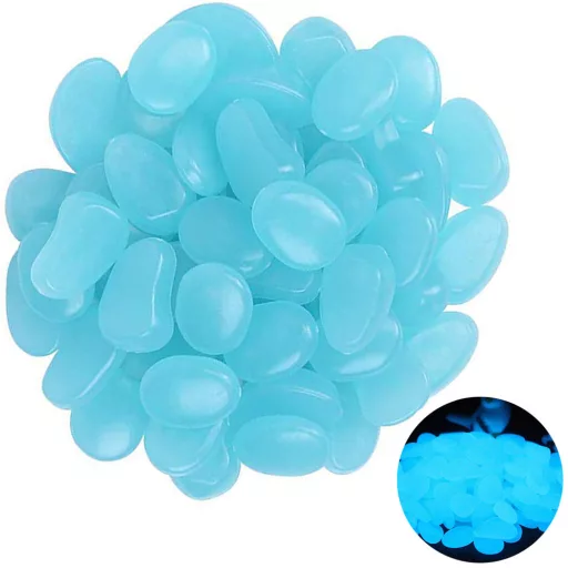 Fluorescenčné kamienky 100ks (svietia v tme) - svetlomodré