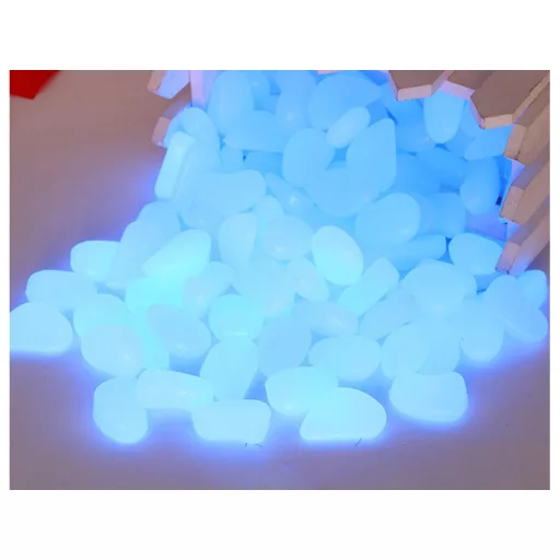 Fluorescenčné kamienky 100ks (svietia v tme) - svetlomodré
