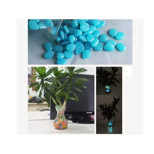 Fluorescenčné kamienky 100ks (svietia v tme) - svetlomodré