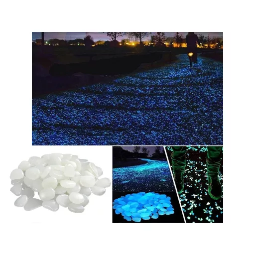 Fluorescenčné kamienky 100ks (svietia v tme) - svetlomodré