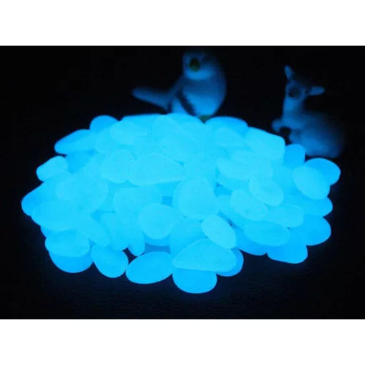 Fluorescenčné kamienky 100ks (svietia v tme) - svetlomodré