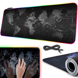   Veľká podložka pod myš s LED podsvietením 80 x 30 cm - so vzorom mapy