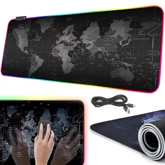   Veľká podložka pod myš s LED podsvietením 80 x 30 cm - so vzorom mapy
