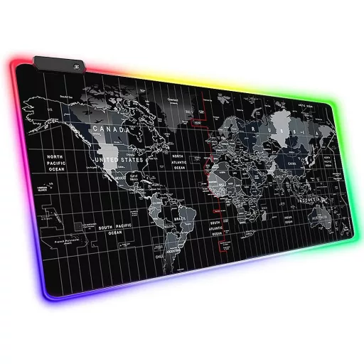 Veľká podložka pod myš s LED podsvietením 80 x 30 cm - so vzorom mapy