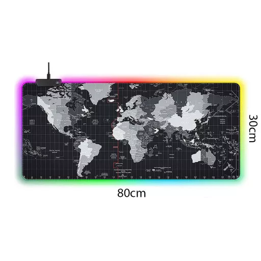 Veľká podložka pod myš s LED podsvietením 80 x 30 cm - so vzorom mapy