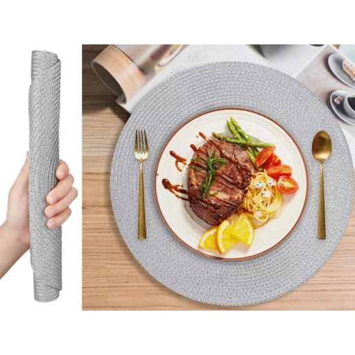 Prestieranie na stôl okrúhle v striebornej farbe - 38 cm