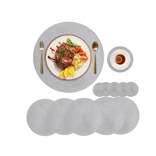Prestieranie na stôl okrúhle v striebornej farbe - 38 cm