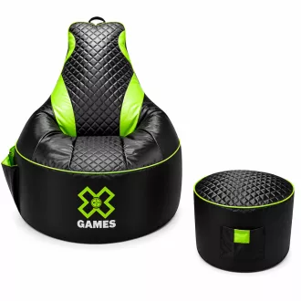 Gamer Green XXL kreslo + Darček puff