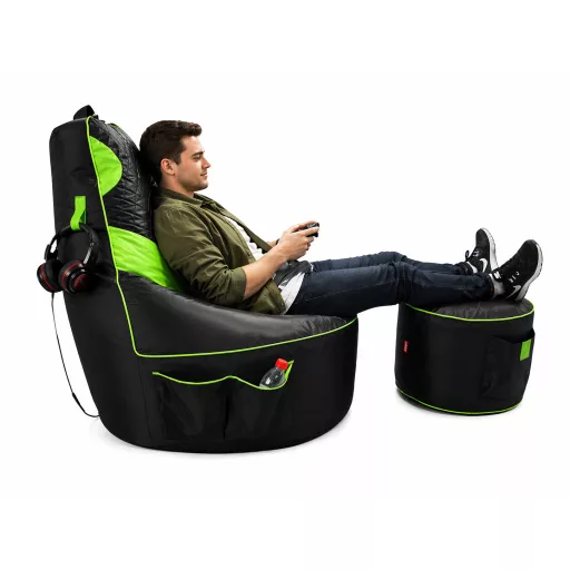 Gamer Green XXL kreslo + Darček puff