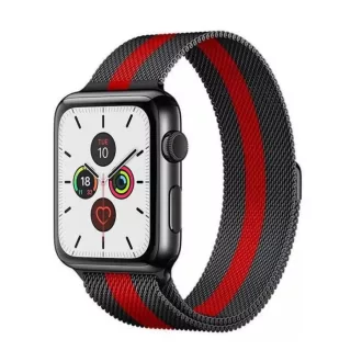  Miláno Red-Black veľký kovový remienok na hodinky Apple Watch 42/42/45/49 (magnetický)