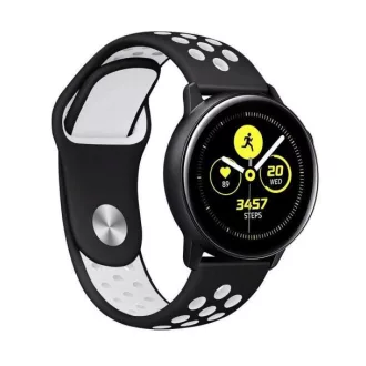   20mm-vý čierno-biely silikónový remienok Sports Wear pre smart hodinky 