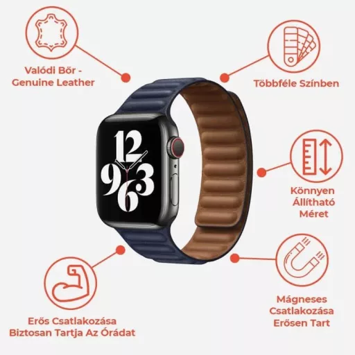 Prémiový magnetický khaki kožený remienok na hodinky Apple Watch 42/44/45/49