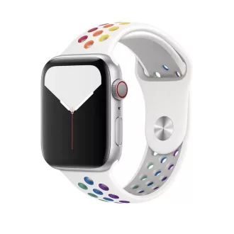   Sports Wear White-Rainbow veľký silikonový remienok na hodinky Apple Watch 42/44/45/49