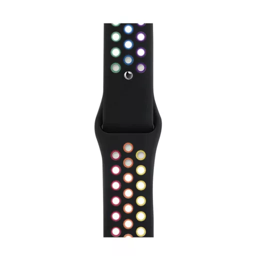 Sports Wear Black-Rainbow silikónový remienok na hodinky Apple Watch 38/40/41