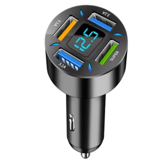   Nabíjačka do auta so 4 USB (3 x USB 3.1A + 1 x 66 W) s technológiou USB Quick Charge 3.0 a zobrazením napätia batérie