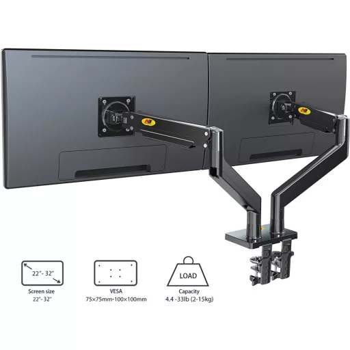 Nastaviteľný dvojitý otočný stojan na stolný monitor (22"-32") pre uhlopriečky obrazovky od 56 cm do 81 cm