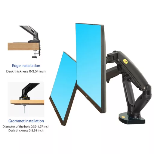 Nastaviteľný dvojitý otočný stojan na stolný monitor (17"-27") pre uhlopriečky obrazovky od 43 cm do 68 cm