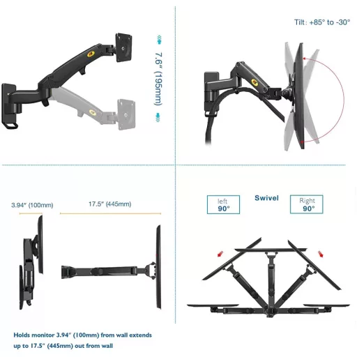 Nastaviteľný otočný stojan na stolný monitor (17"-35") pre uhlopriečku obrazu od 43 cm do 89 cm