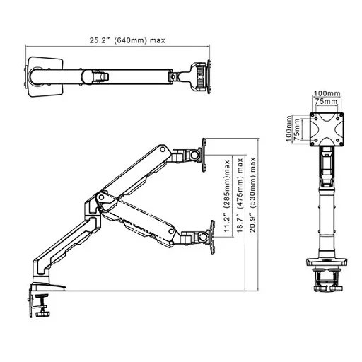 NB G50 výškovo nastaviteľný otočný stojan pre stolný monitor (27"-45") pre uhlopriečku obrazu od 71 cm do 118 cm - biela