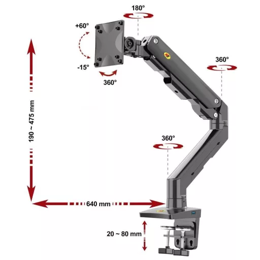 NB G50 výškovo nastaviteľný otočný stojan pre stolný monitor (27"-45") pre uhlopriečku obrazu od 71 cm do 118 cm - biela