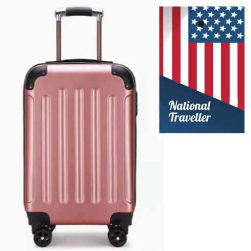 Kufor National Traveller s pevnými stenami a kolieskami - 55 x 22 x 35 cm - pre všetky letecké spoločnosti - vo farbe rose gold