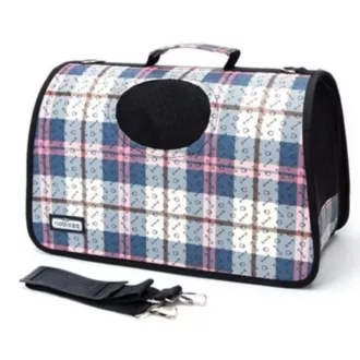   XL Taška na prepravu domácich zvierat s kockovaným vzorom - 52 cm x 22 cm x 29 cm, - stredný rozmer