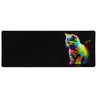   Veľká podložka pod myš s LED podsvietením 80 x 30 cm - s farebným mačacím vzorom