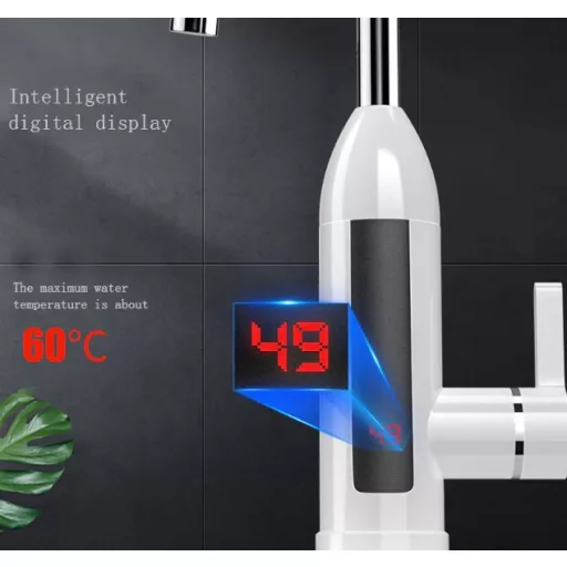 Elektrický ohrievač vody s LED displejom v bielej farbe - 3000W