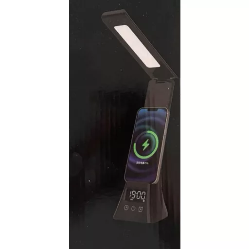 Stolná lampa, nabíjačka telefónu a hodiny  3 v 1 - 15 W