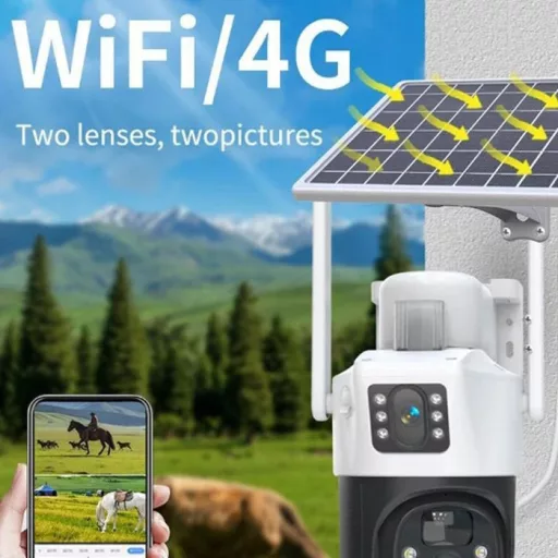 Solárne napájaná 5 MP vonkajšia vodotesná (Wi-Fi), otočná vonkajšia kamera s funkciou automatického sledovania - 8 ZOOM