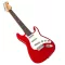 Červeno-biela hračkárska elektrická gitara