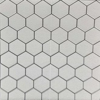   Austin biely hexagónový (včelí plást) 3D nástenný panel (67 cm x 67 cm) – samolepiaci