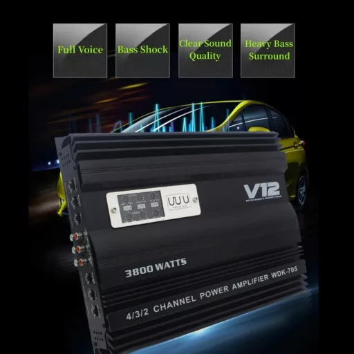 3800W 4/3/2-kanálový zosilňovač do auta - V12