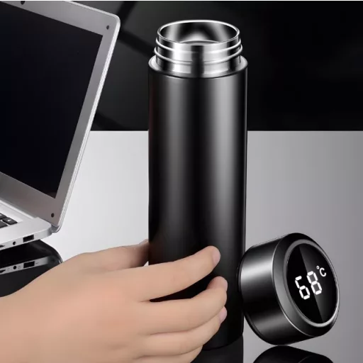Smart termohrnček  z nehrdzavejúcej ocele s LCD displejom - 480 ml