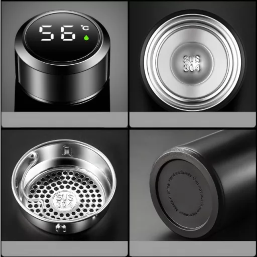 Smart termohrnček  z nehrdzavejúcej ocele s LCD displejom - 480 ml