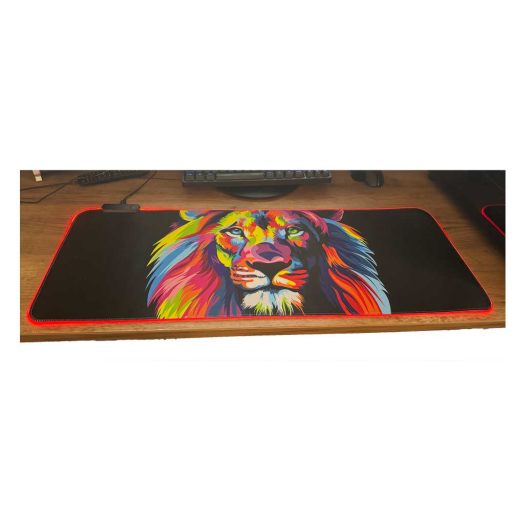 Veľká podložka pod myš s LED podsvietením 80 x 30 cm - s farebným vzorom leva
