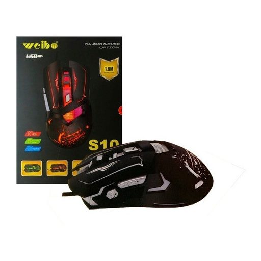 Weibo S10 herná optická 6-tlačidlová myš s LED diódami - 3200 dpi
