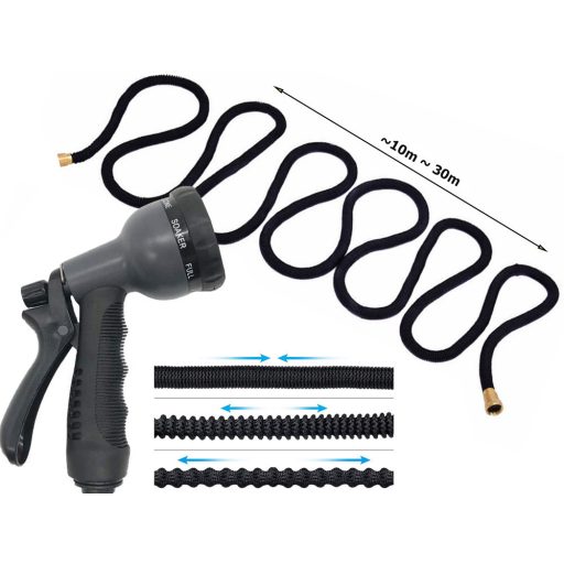 Záhradná hadica 22,5m s hlavicou postrekovača v čiernej farbe