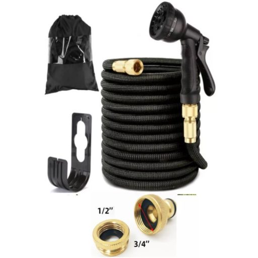 Záhradná hadica 45m s hlavicou postrekovača v čiernej farbe