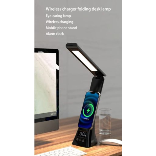 Stolná lampa, nabíjačka telefónu a hodiny  3 v 1 - 15 W