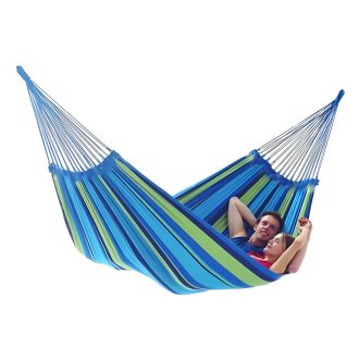   Hojdacia sieť z pevného materiálu - modrá, žltá, zelená - 280 cm x 150 cm